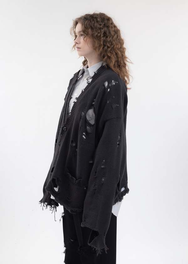 Doublet DESTROYED CARDIGAN - BLACK | Garmentory