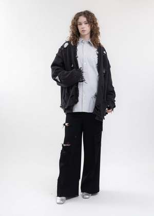 Doublet DESTROYED CARDIGAN - BLACK | Garmentory