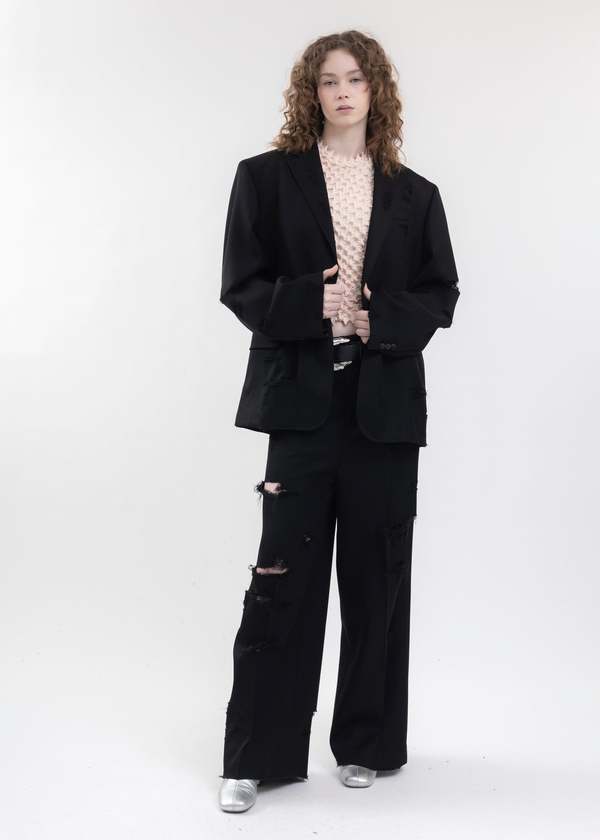 Doublet DESTROYED TAILORED JACKET - BLACK | Garmentory