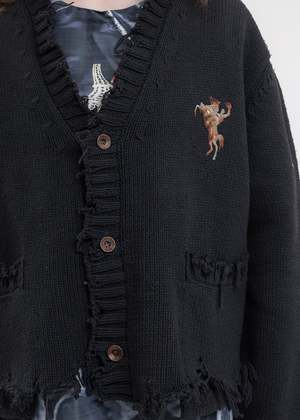 Doublet OVERSIZED CUT-OFF CARDIGAN - BLACK | Garmentory