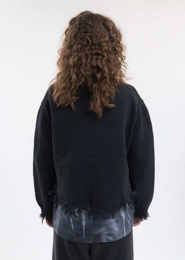 トップス 23ss doublet OVERSIZED CUT-OFF CARDIGAN Doublet OVERSIZED CUT-OFF CARDIGAN - BLACK | Garmentory