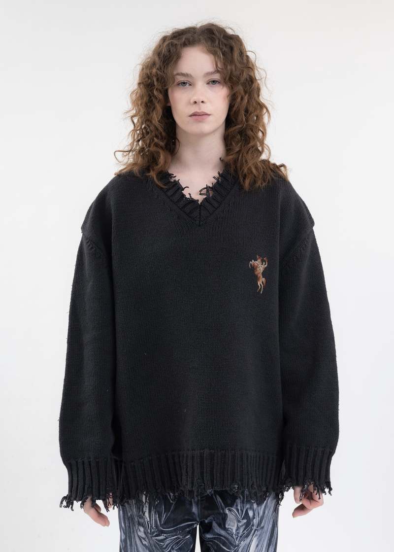 Doublet OVERSIZED KNIT PULLOVER - BLACK | Garmentory