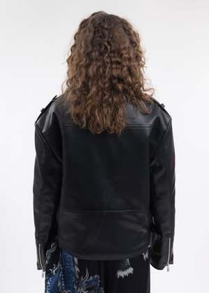 Y/project TWISTED LAPEL BIKER JACKET - BLACK | Garmentory