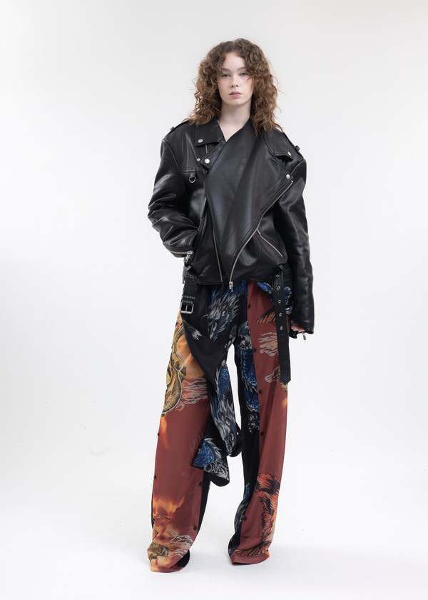 Y/project TWISTED LAPEL BIKER JACKET - BLACK | Garmentory