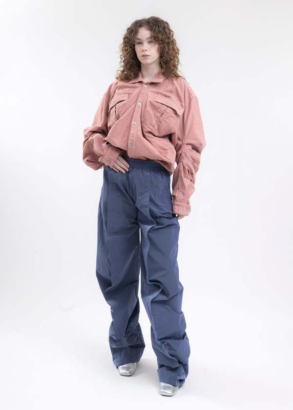 【WV PROJECT】24SS★ Cotton Dyeing Parachute Banding Pants Graphpaper Garment Dyed Typewriter Parachute Pants