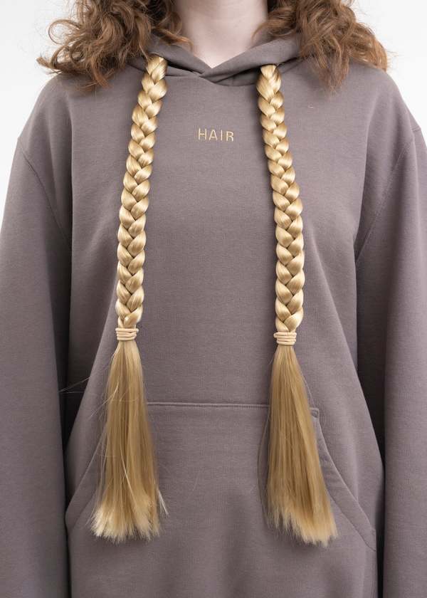 Doublet HOODIE WITH BRAIDS HAIR - GREY | Garmentory