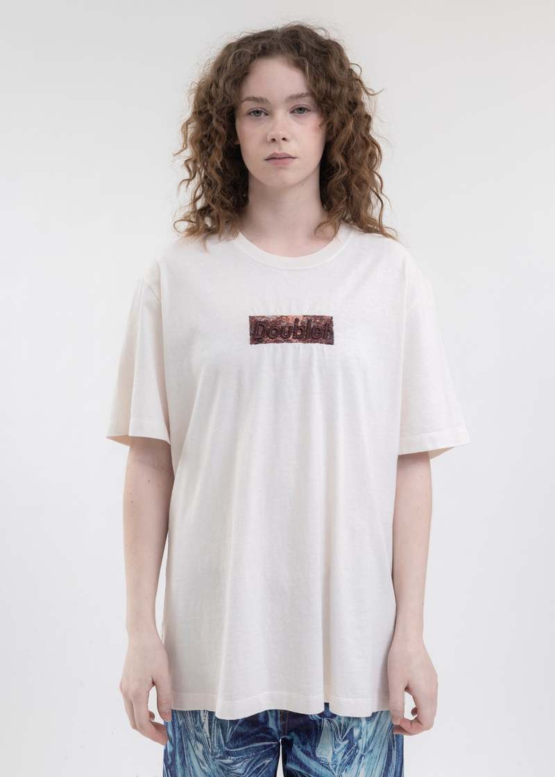 Doublet IVORY RUST EMBROIDERY T-SHIRT - Ivory | Garmentory