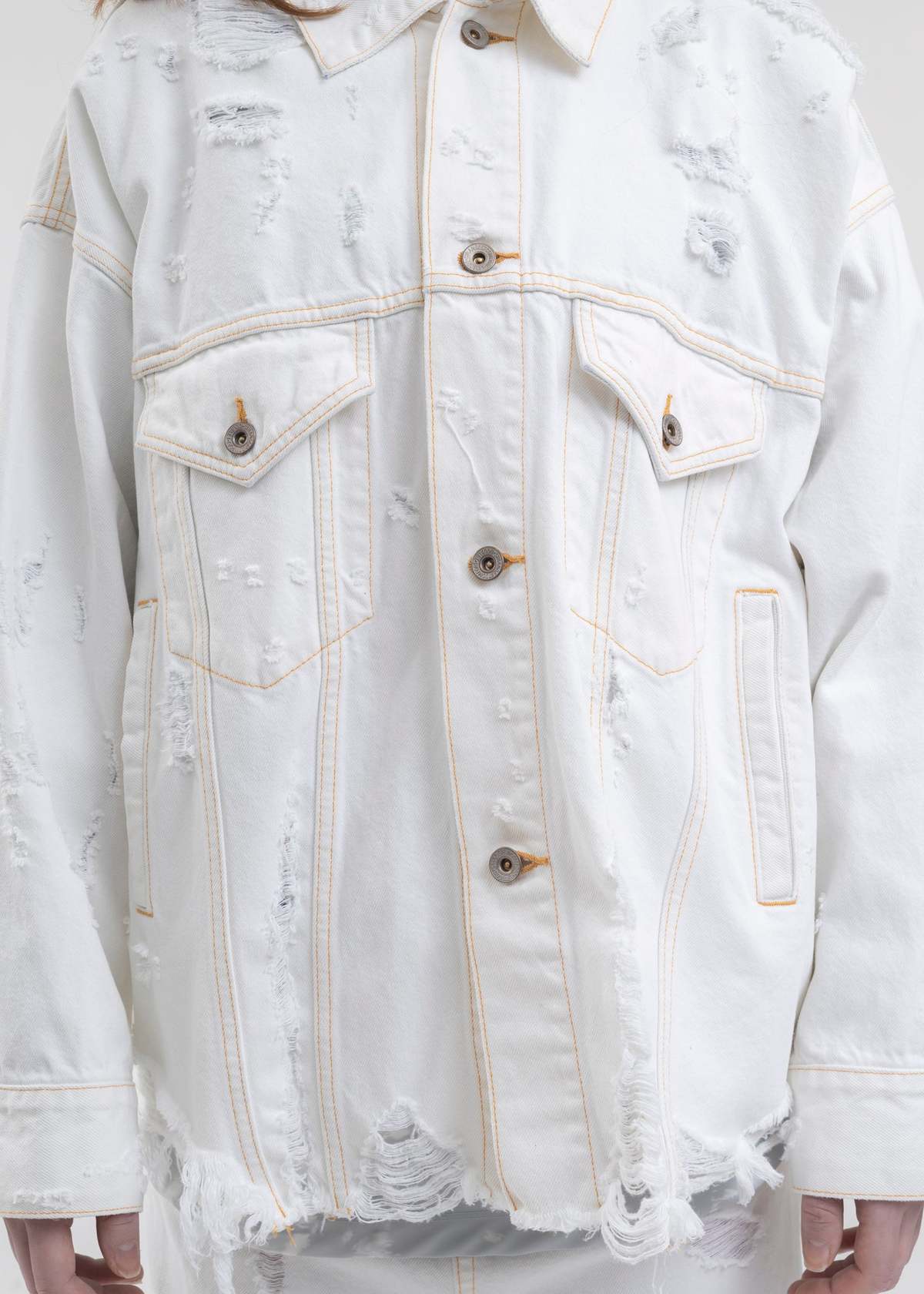 Doublet DESTROYED DENIM JACKET - WHITE | Garmentory