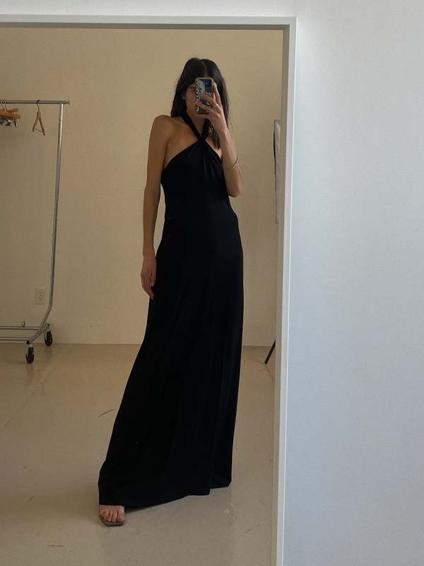 David Meister Maxi Halter - Black on Garmentory