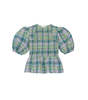 Ganni Seersucker Check Smock Blouse - Multi - Thumbnail 1