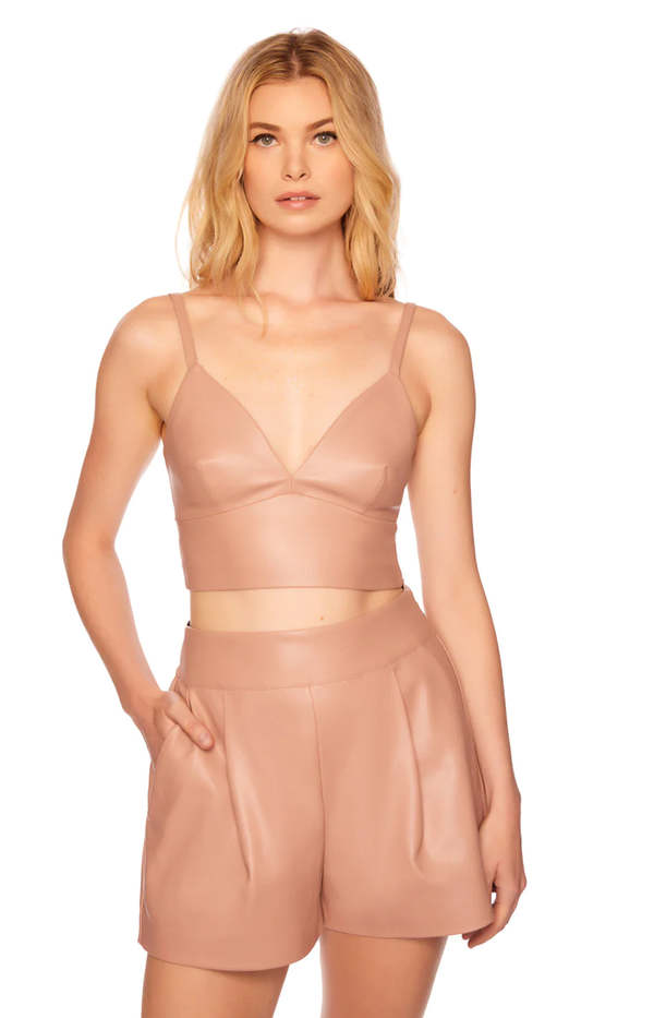 Susana Monaco - Faux Leather Pleated Short