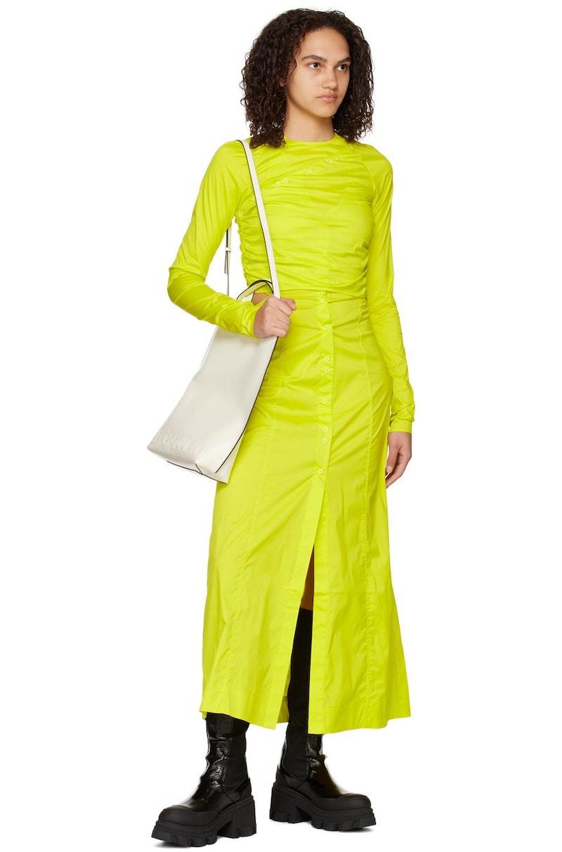 【関税込み】GANNI イエロー クリスクロス マキシドレス GANNI Criss-Cross Maxi Dress - Yellow | Garmentory