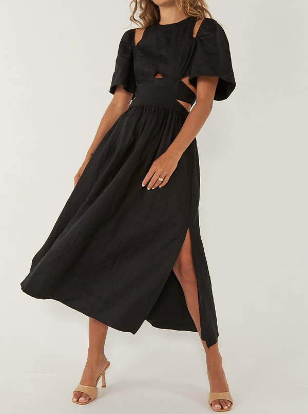 poplin linen dress Aralisse Cotton-Poplin A-Line Midaxi Dress in Ivory main image 0