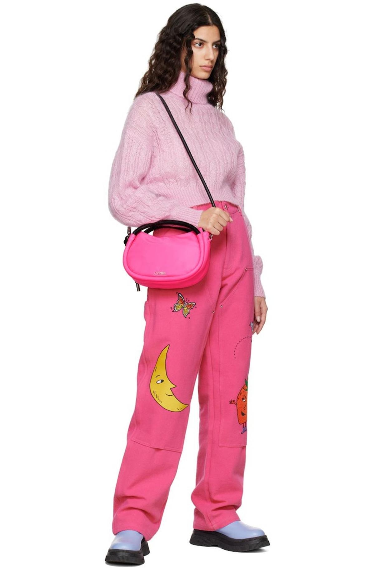 【関税込み】Xxl Pocket Shopping Bag - Ganni - Cotton - Pink 関税込み】Xxl Pocket Shopping Bag - Ganni - Cotton - Pink
