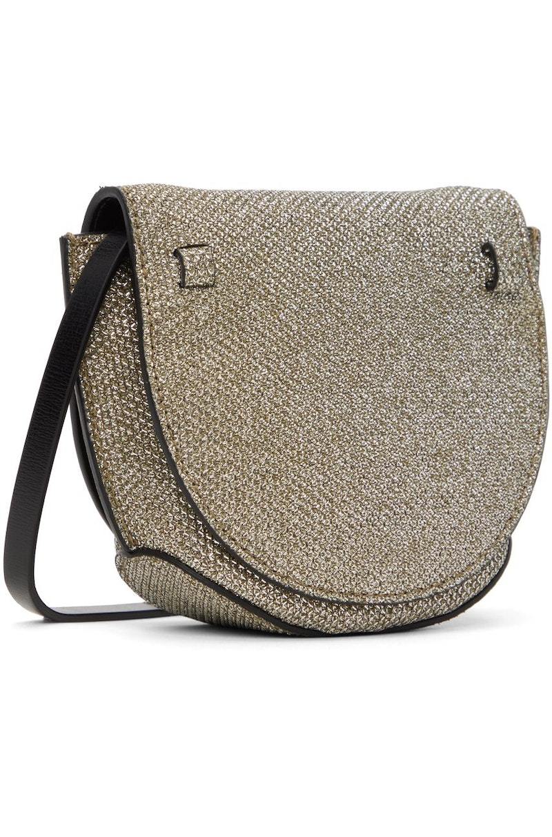 Ganni Nano Banner Saddle Bag - Gold | Garmentory