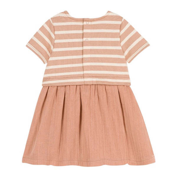 Kids Petit Bateau Dress - Vintage Pink/Beige Stripes
