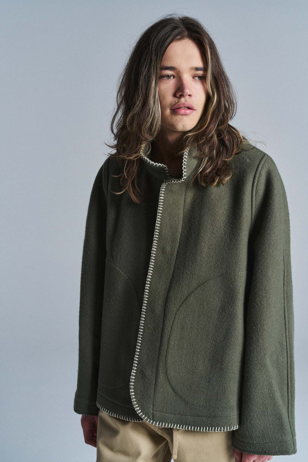 3MAN Wool Blanket Jacket - Grey/Green | Garmentory