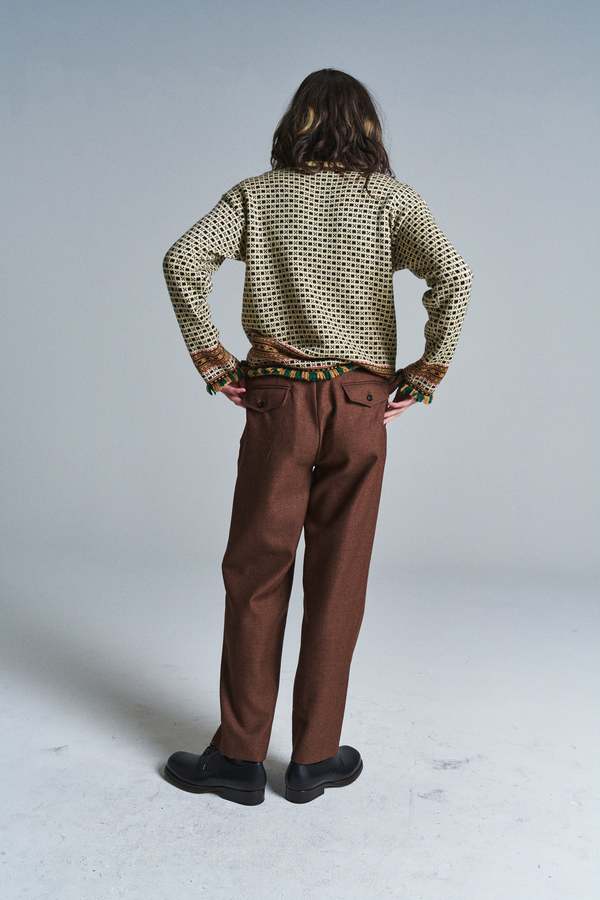 BODE Wool Twill Side Buckle Trousers - Brown | Garmentory