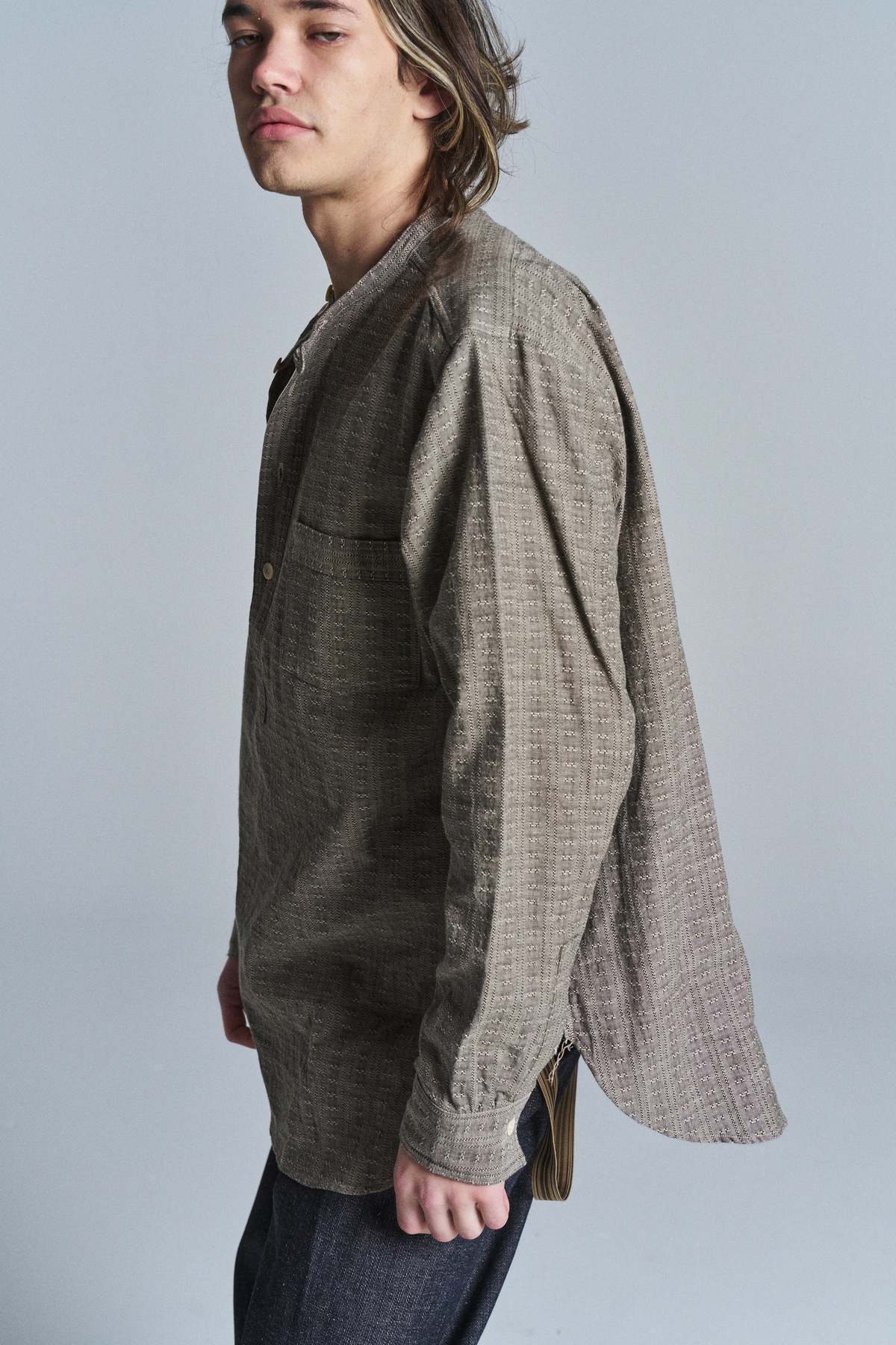 Taiga Takahashi Jacquard Lot 105 Band Collar Shirt Pullover
