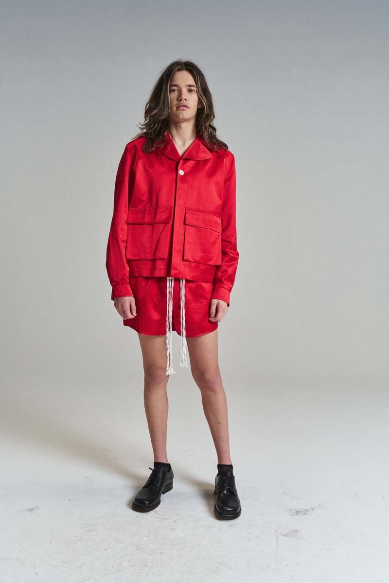 Wales Bonner Cotton Satin Cassette Shorts - Red