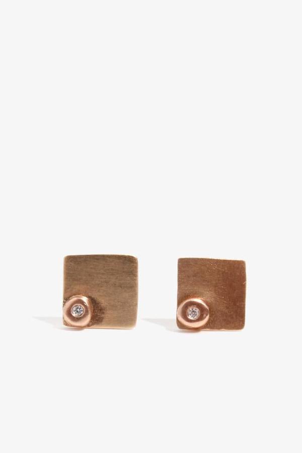 Melissa Joy Manning Square with Diamond Earring Melissa Joy Manning Square with Diamond Earring