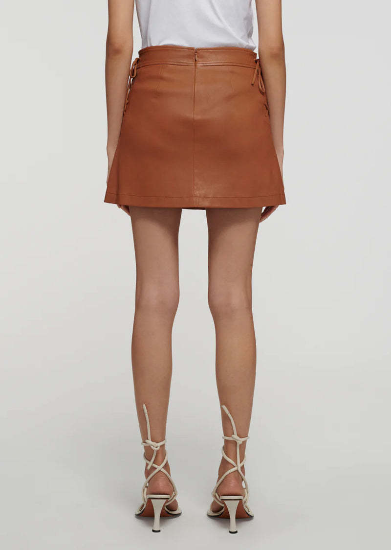 Derek Lam Gina Lace Up Skirt - Luggage