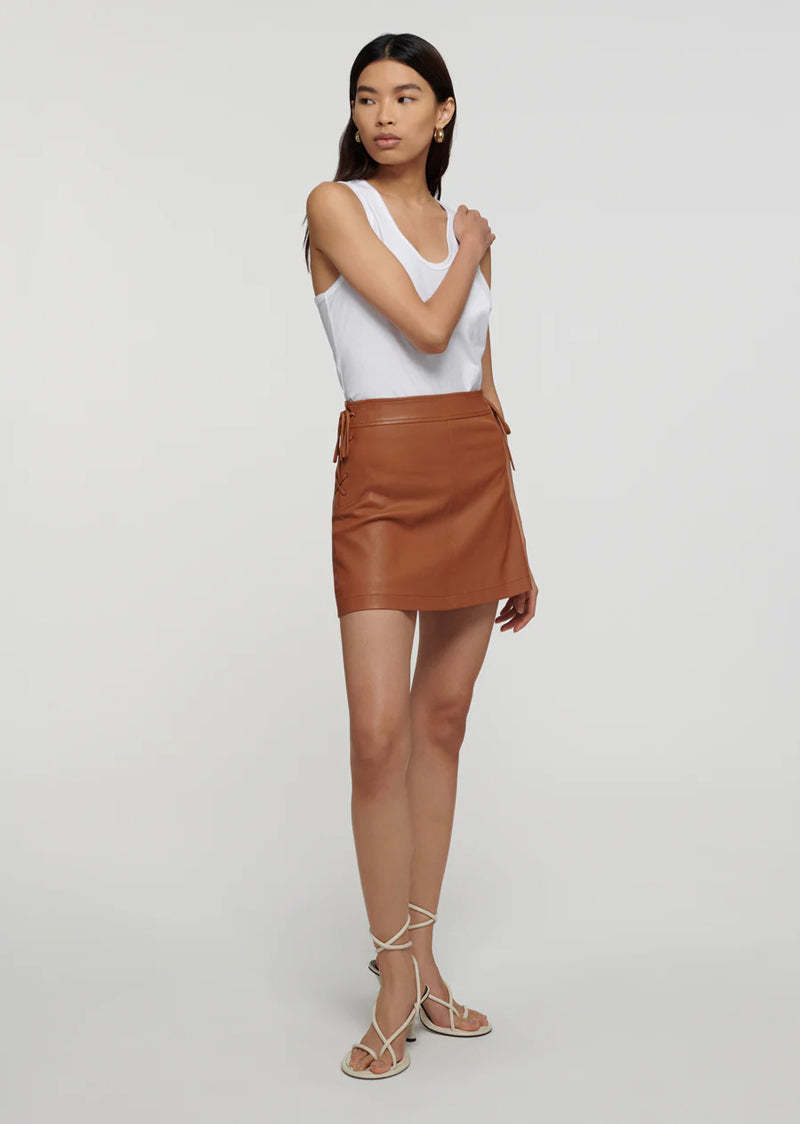 Derek Lam Gina Lace Up Skirt - Luggage