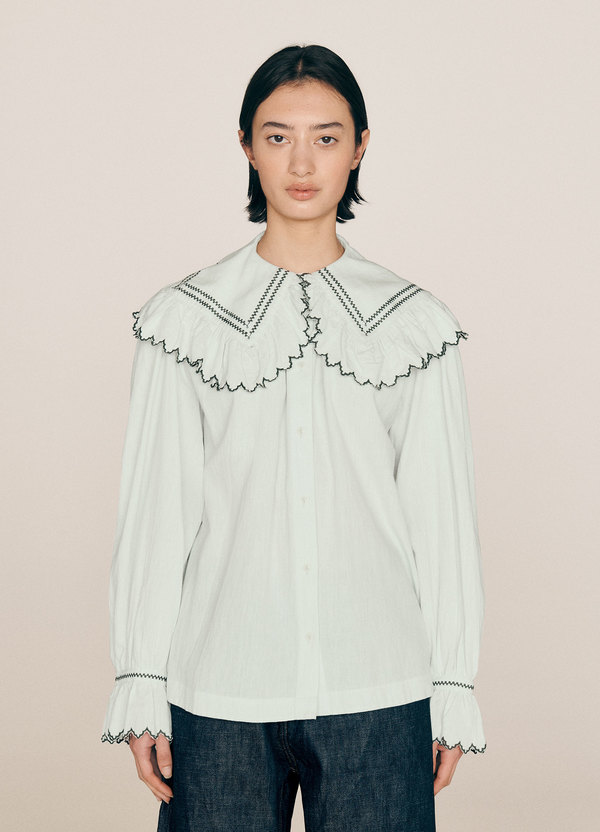 ymc★ YMC Blossom Cotton-Linen Shirt - Light Blue | Garmentory