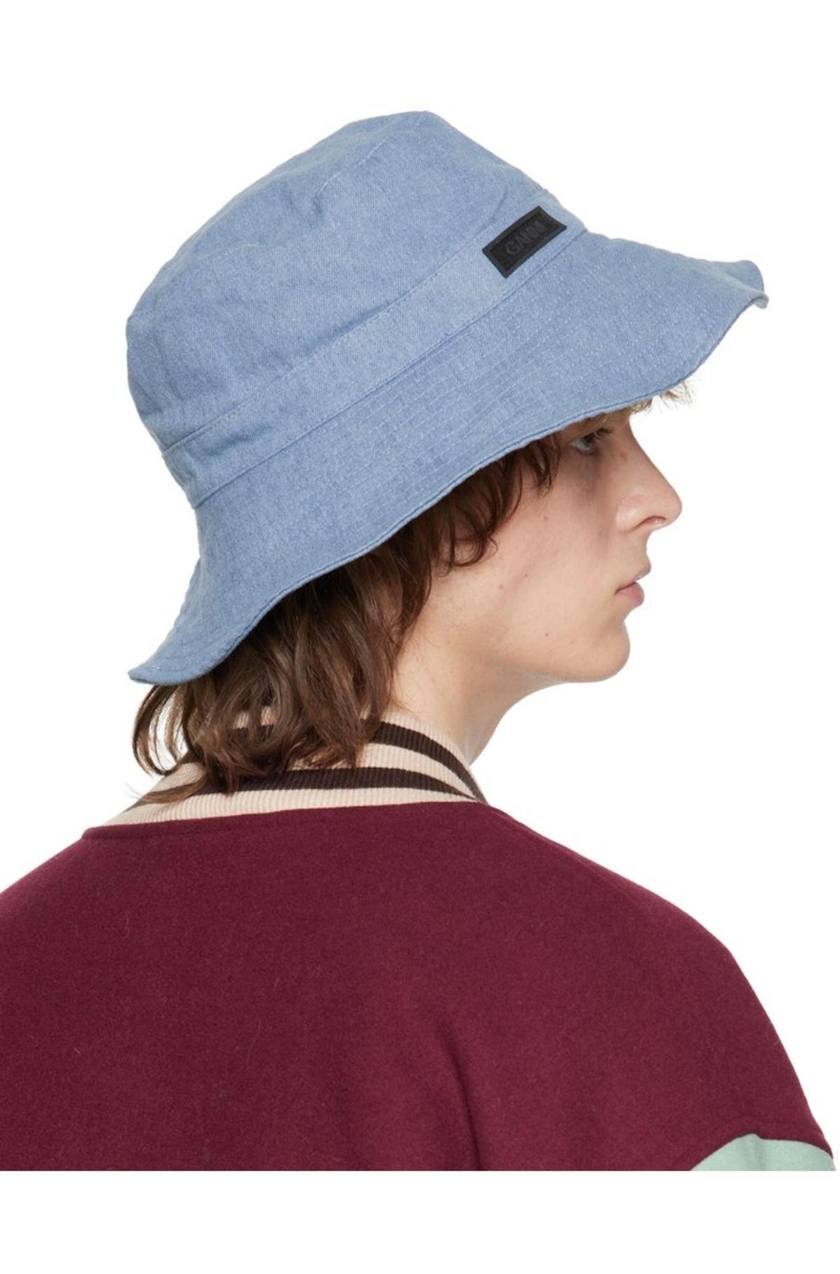【GANNI】Logo patch denim bucket hat/追跡+関税+全国送料込み Ganni Logo-Patch Denim Bucket Hat In Blue - 68% Off
