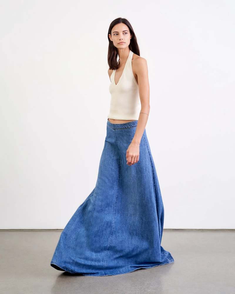Garmentory Nanushka Denim Midi Skirt Nili Lotan Astrid Denim Maxi