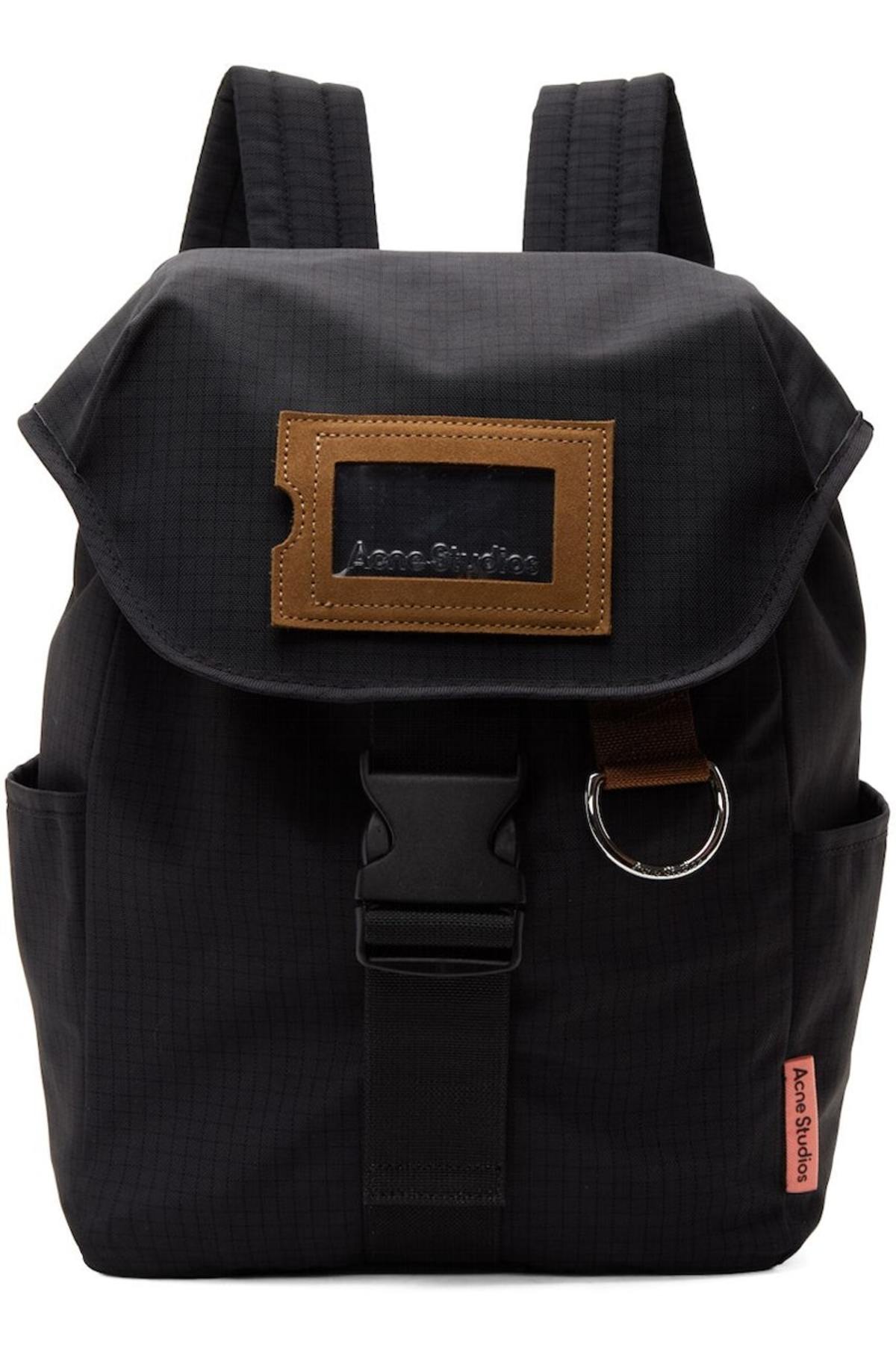 Acne Studios Foldover Flap Backpack - Black | Garmentory