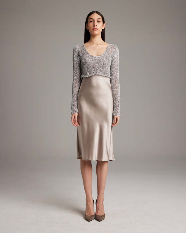 VOZ Painted Loose Knit Crop Sweater