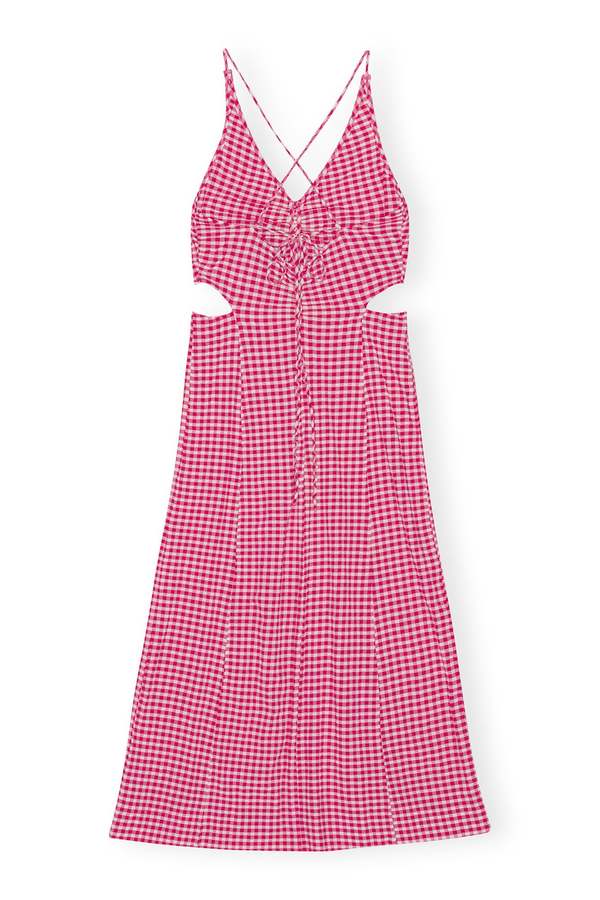 Ganni Stretch Seersucker Maxi Dress - Love Potion | Garmentory