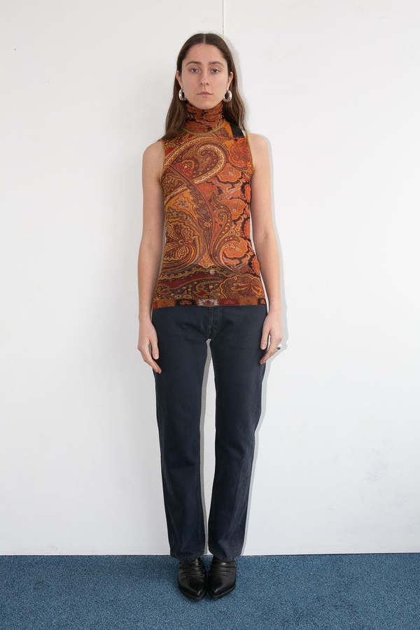 Vintage Jean Paul Gaultier Sleeveless Mesh Top - Brown | Garmentory