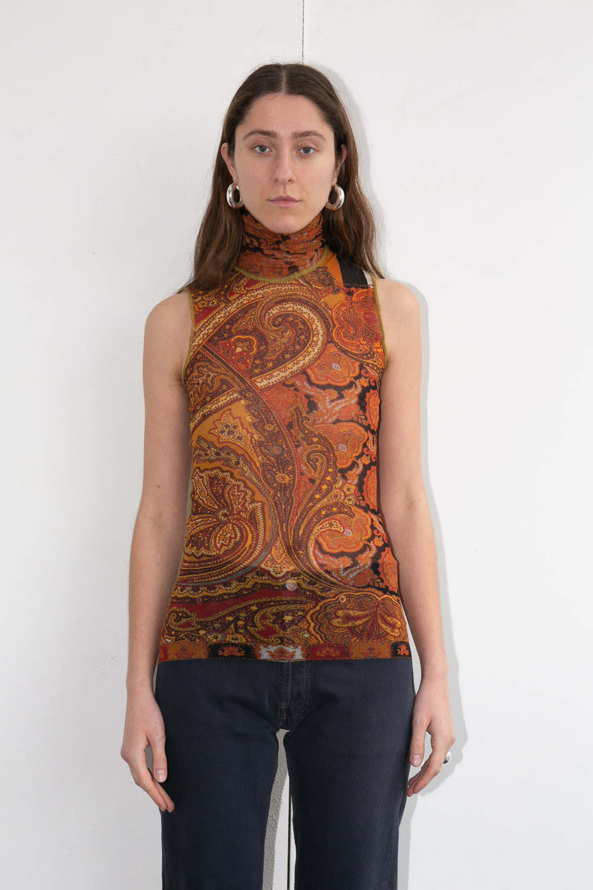 Vintage Jean Paul Gaultier Sleeveless Mesh Top - Brown | Garmentory