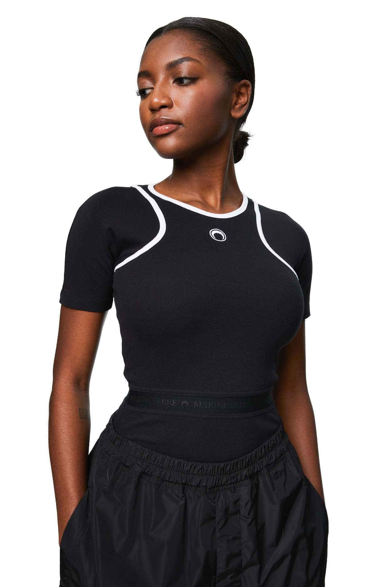 Marine Serre Organic Cotton Bodysuit - Black | Garmentory