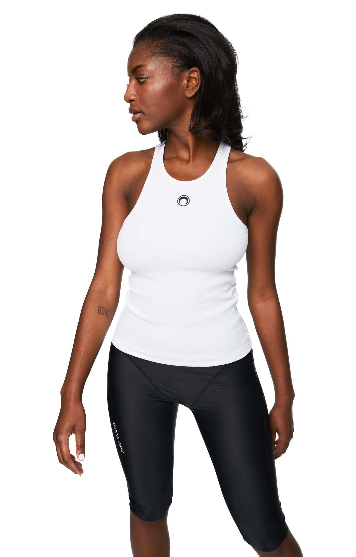 MARINE SERRE ORGANIC COTTON FITTED TANK TOP - WHITE | Garmentory