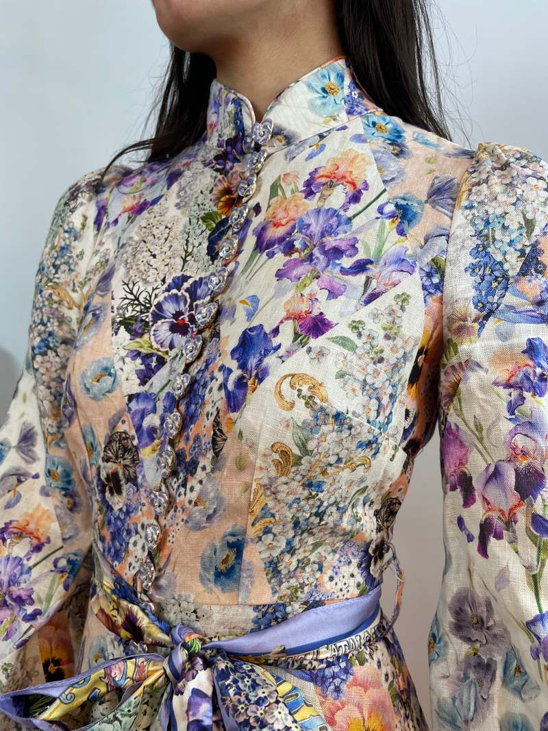 Zimmermann Tama Belted Mini Dress - Diamond Splice Floral