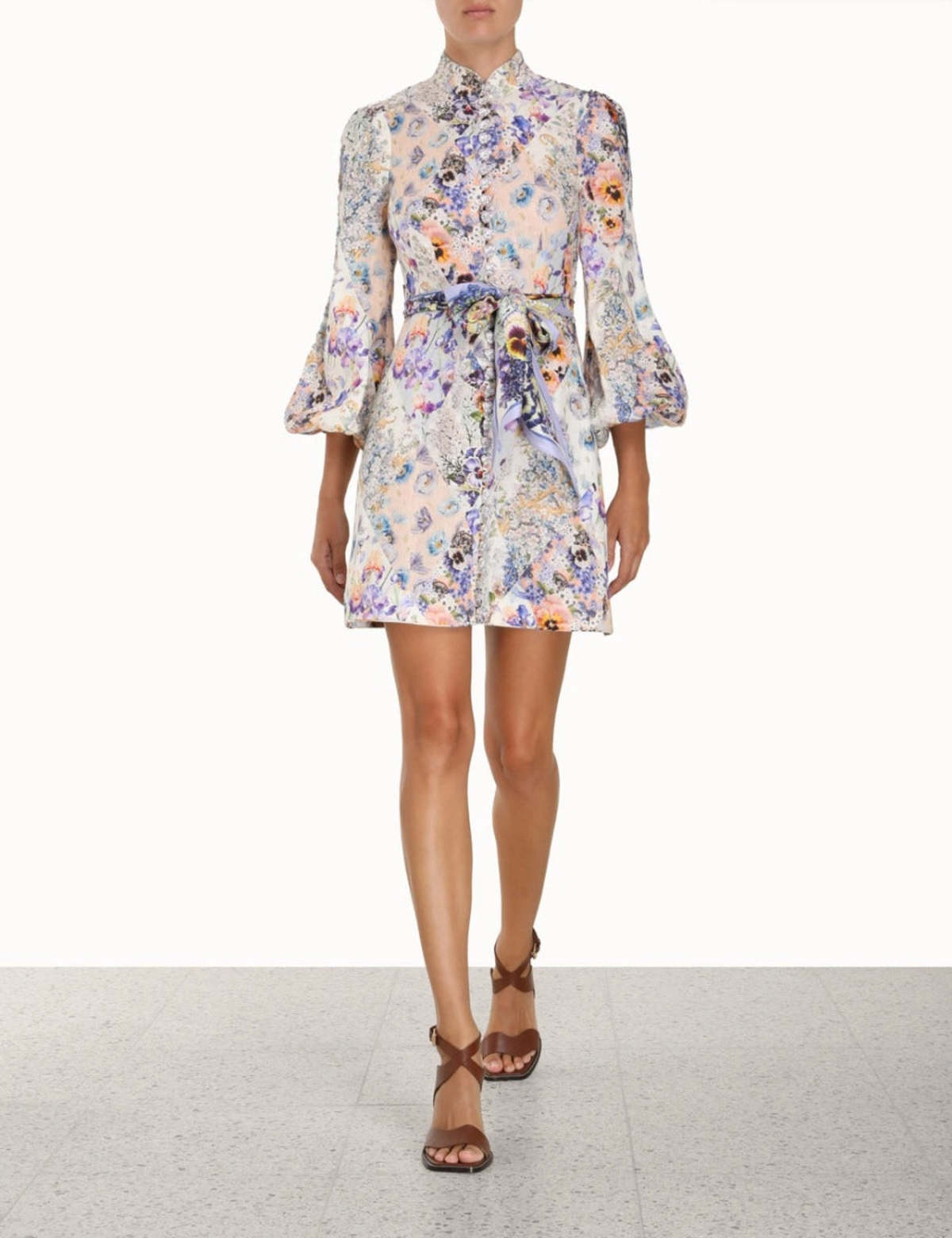Zimmermann Tama Belted Mini Dress - Diamond Splice Floral - Image 4 of 4