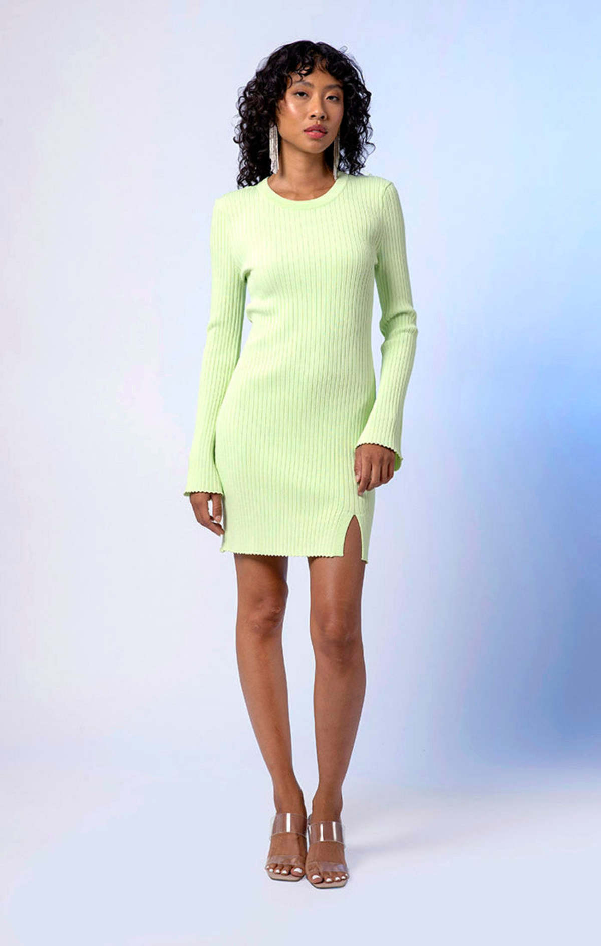 Line & Dot Lana Knit Mini Dress - Lime | Garmentory
