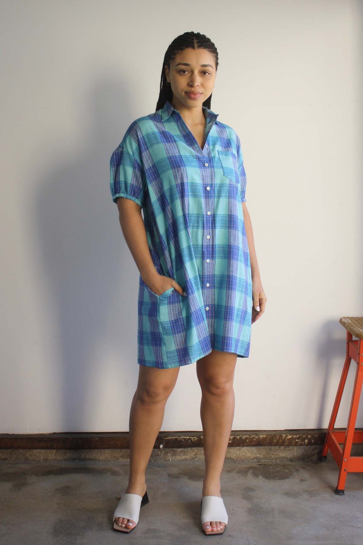 Myrtle Kiki Dress - Aqua Plaid - Image 2 of 6