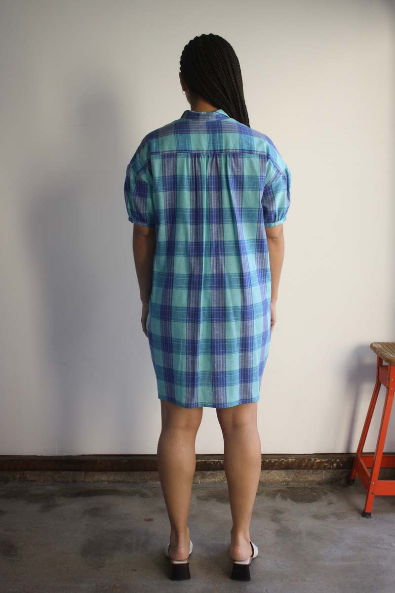 Myrtle Kiki Dress - Aqua Plaid