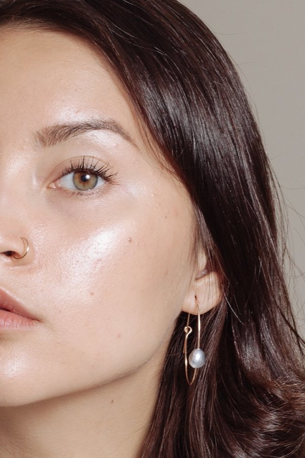 Mary MacGill Egg Hoops in 14k Gold + Keshi Pearls Mary MacGill Egg Hoops in 14k Gold + Keshi Pearls