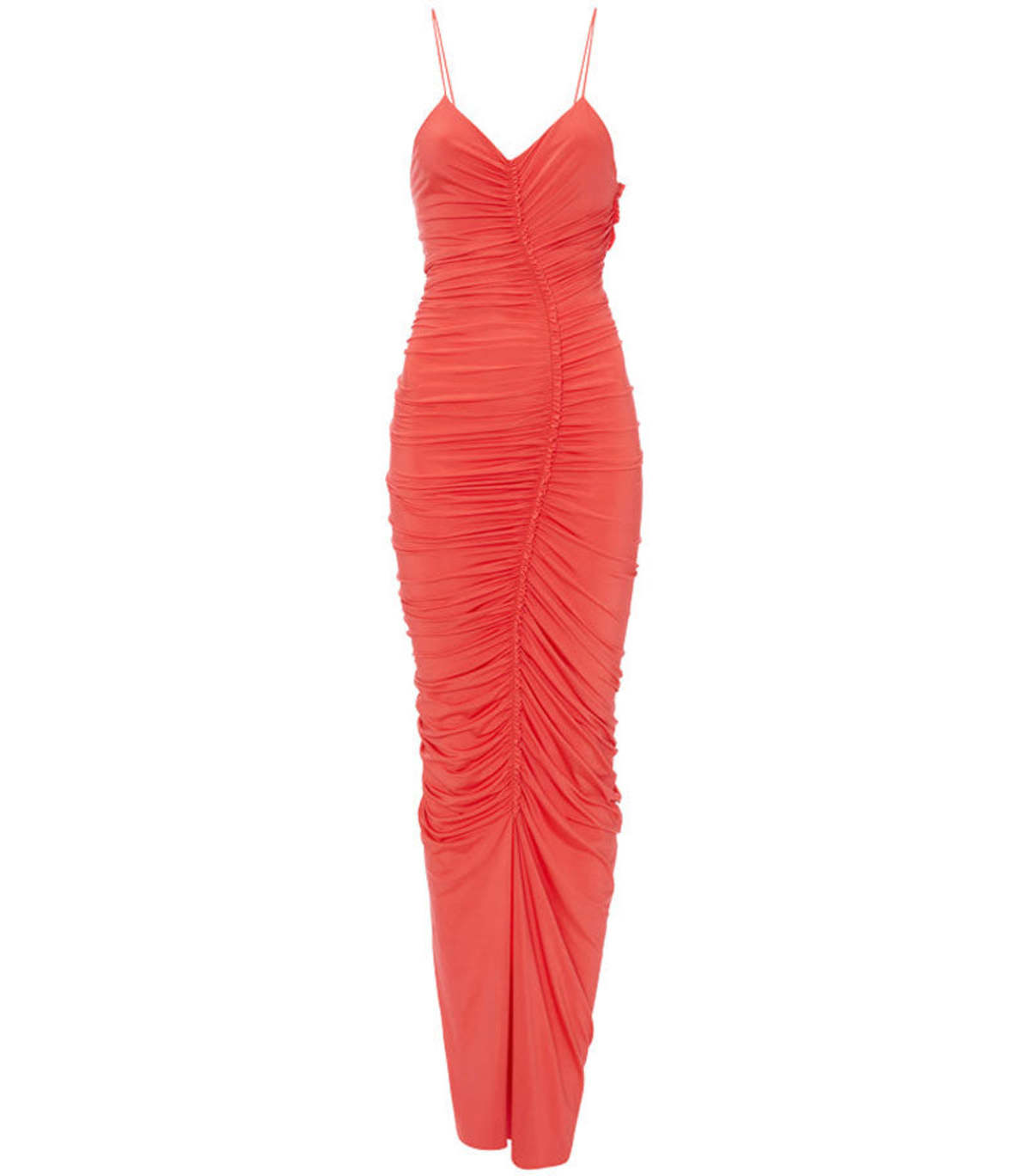 slim fit dress slacks The Zayla Plus Size Fitted Ruched Long Sleveless Gown 18 / Mauve-Rose