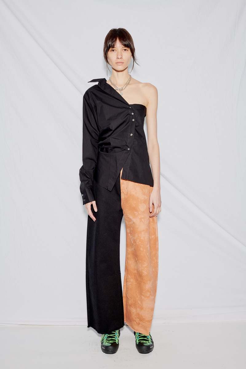 Marques Almeida One Shoulder Draped Shirt - Black | Garmentory