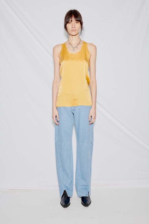 Gabriela Coll Garments Denim No 155 Slit Trouser - Bleached Indigo 