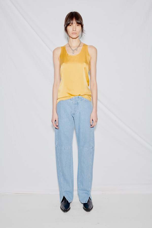 Gabriela Coll Garments Denim No 155 Slit Trouser - Bleached Indigo 