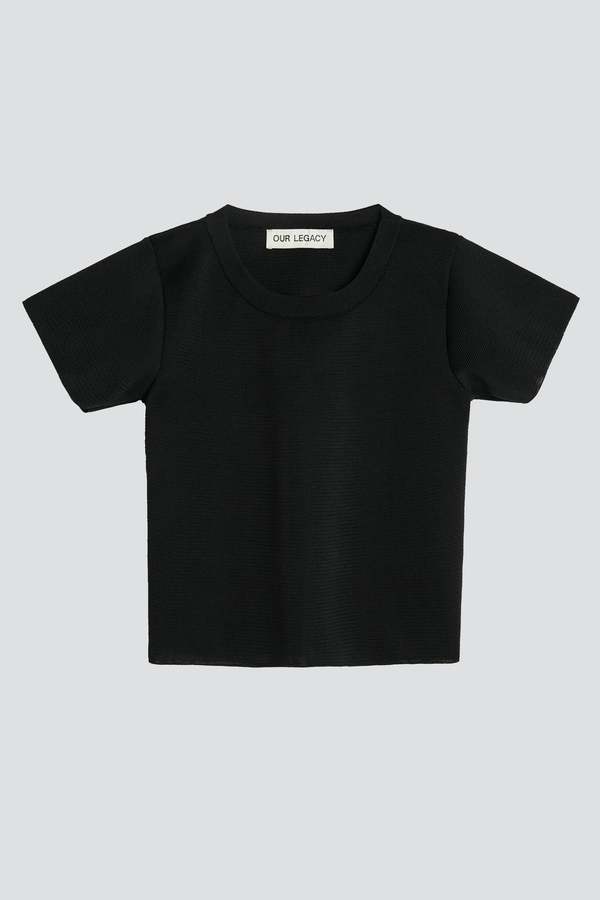 Our Legacy Knitted Cropped Tee - Super Black | Garmentory