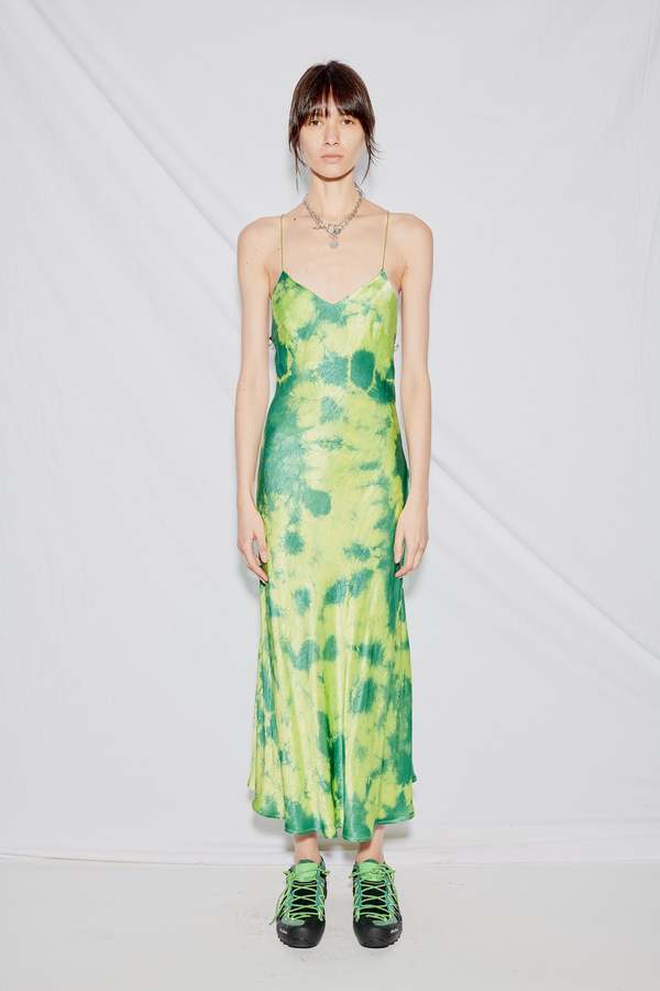 bright green bodycon dress Front Cut-Out Lime Green Bodycon Midi Dress Lime / Small main image 1