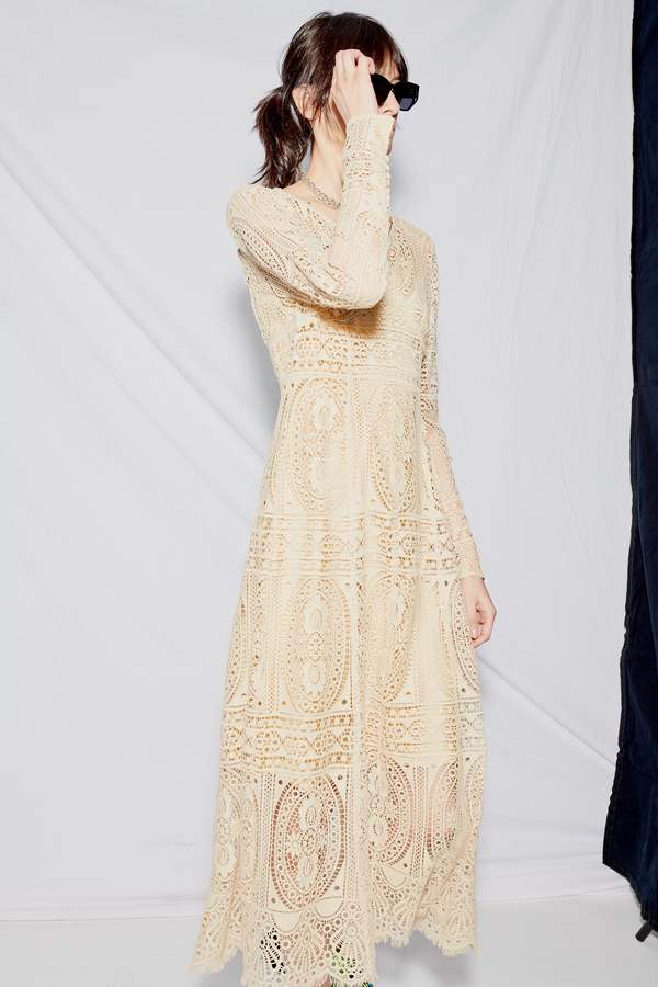 LVIR Lace Slim Fit Dress - Yellow | Garmentory